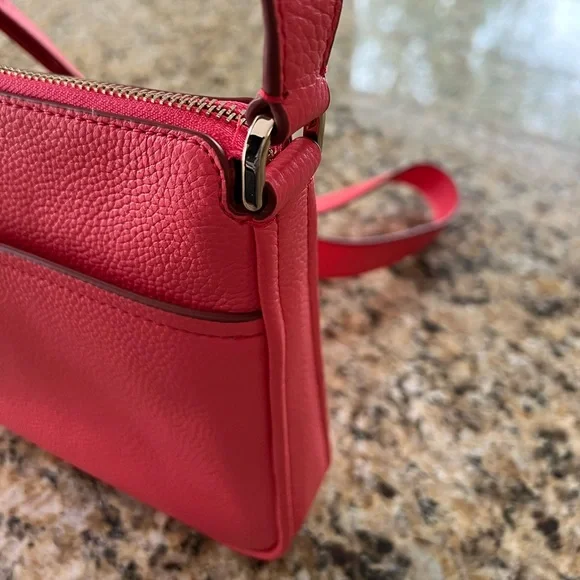 NEW Kate Spade Leather Crossbody Purse Coral πͺΈ Pink with Adjustable Strap - Picture 9 of 14